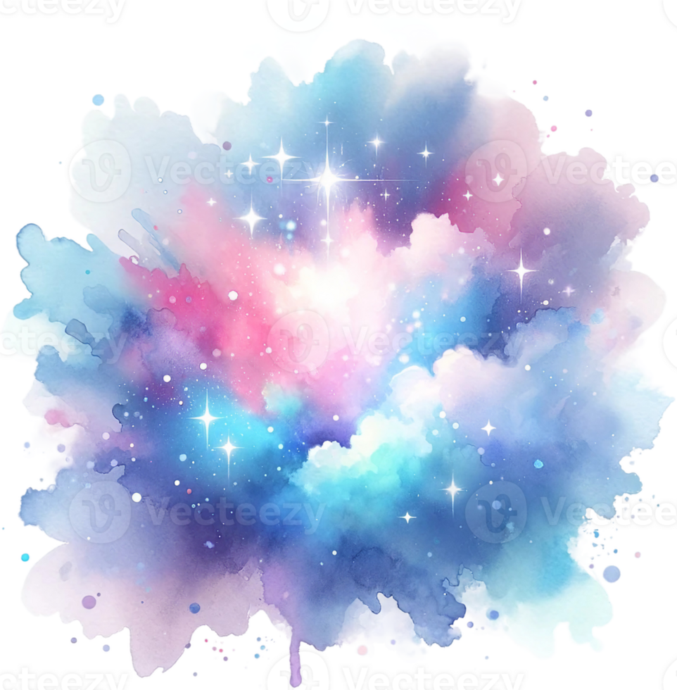 AI generated Celestial Watercolor Splash with Stars Watercolor Clipart Isolated png