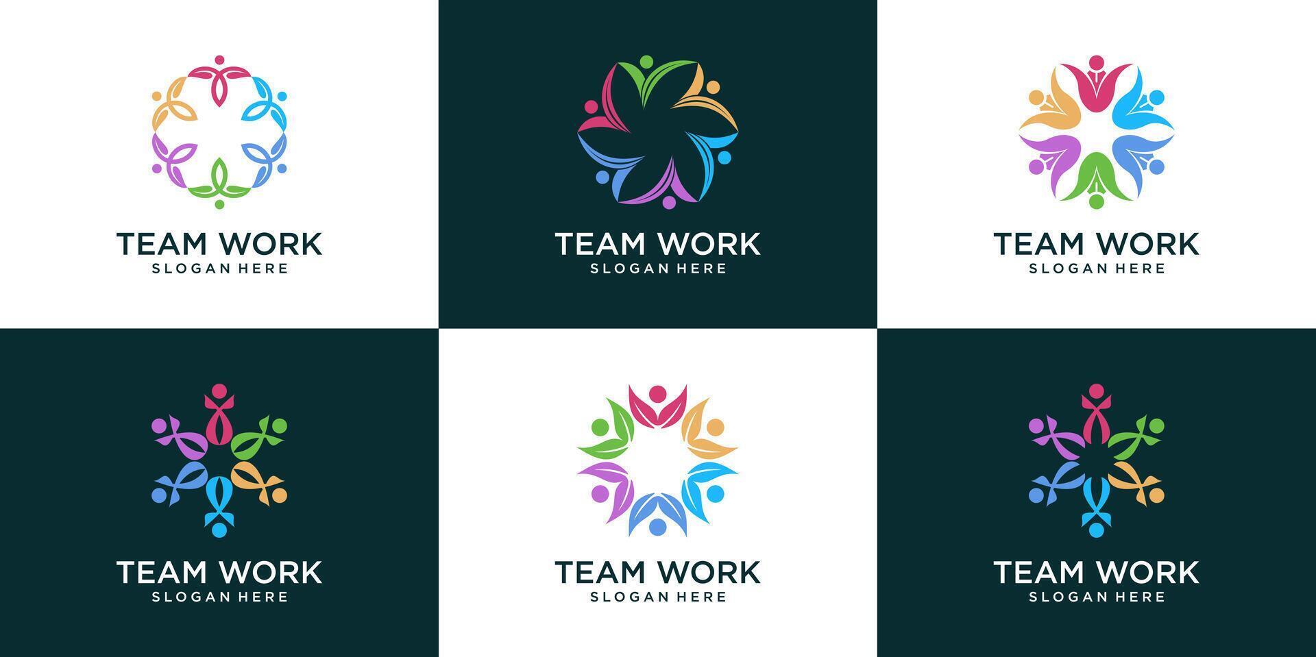 set of Community people social logo design template vector