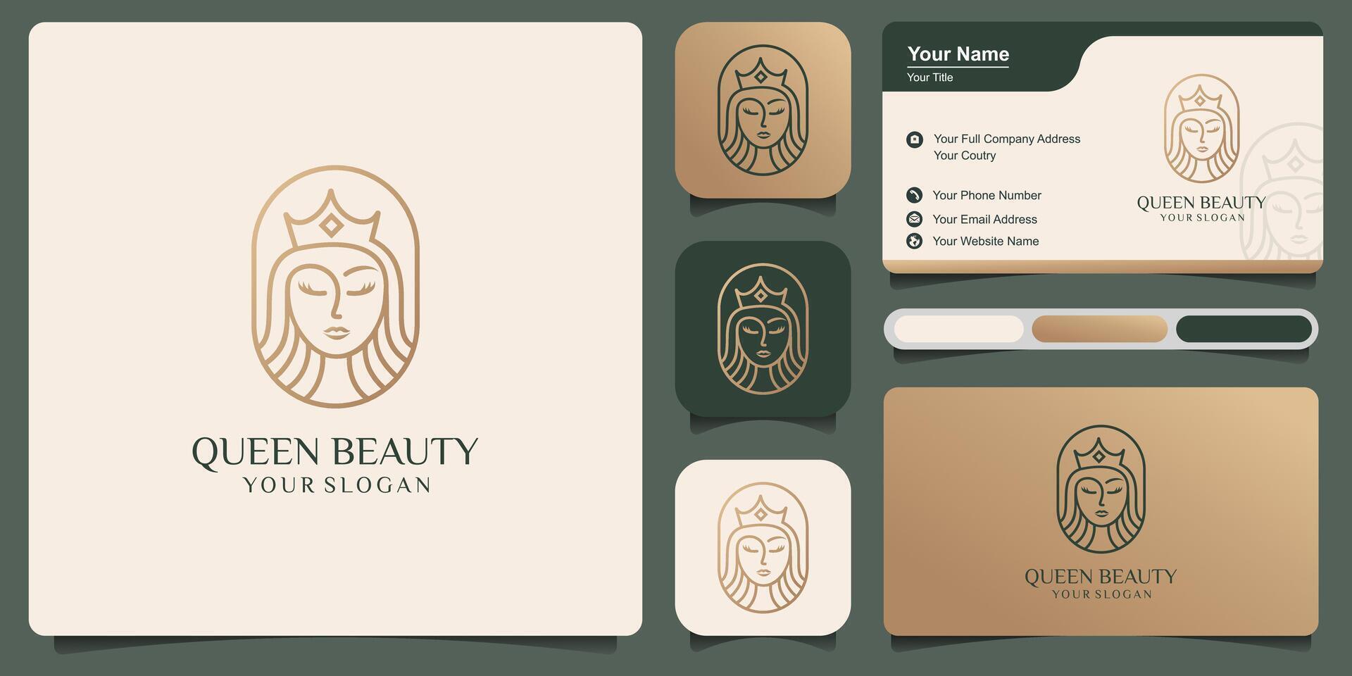 belleza reina lujo logo diseño para belleza y productos cosméticos logo diseño modelo vector