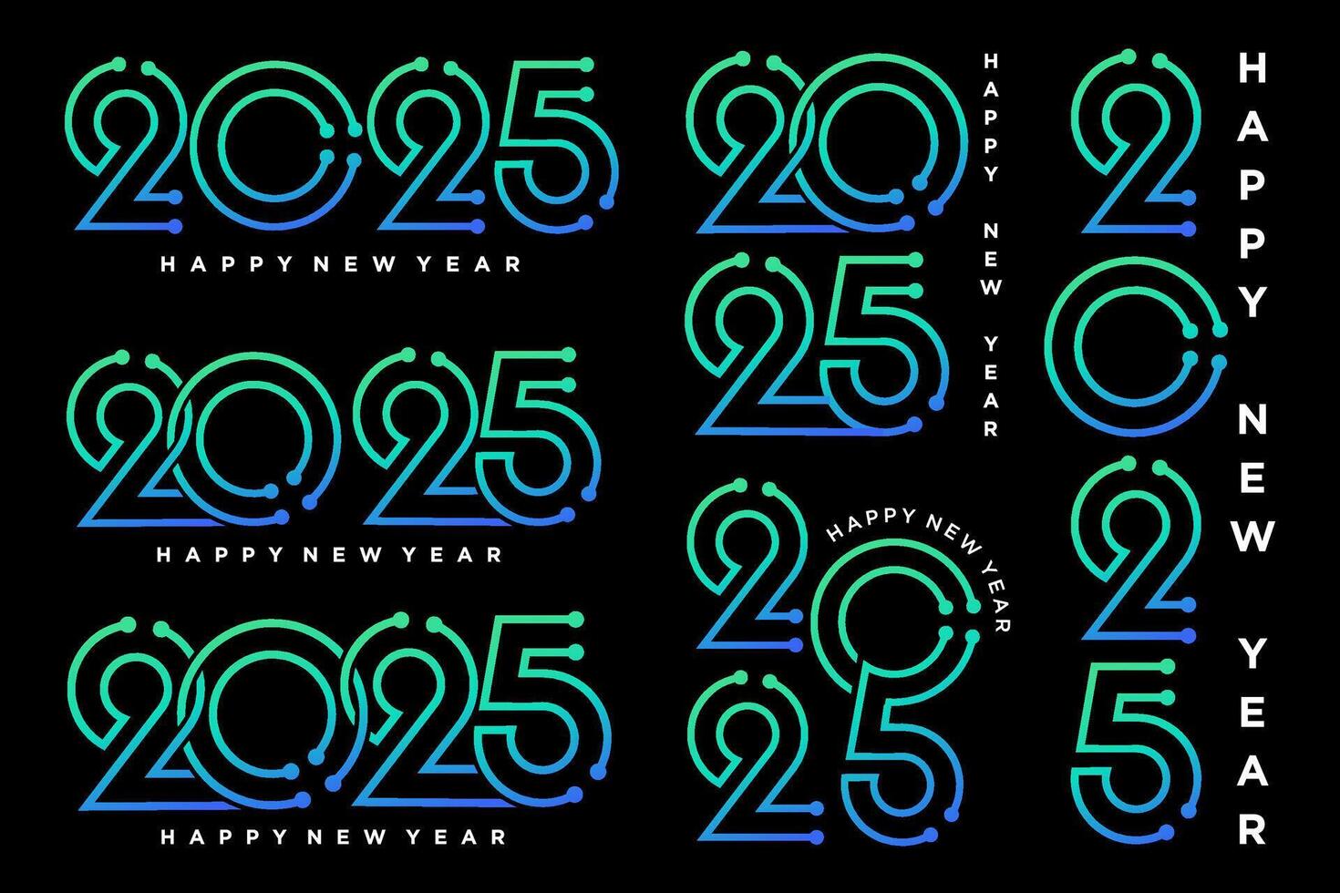 grande conjunto de 2024 contento nuevo año logo texto diseño. 2025 número diseño modelo. vector ilustración