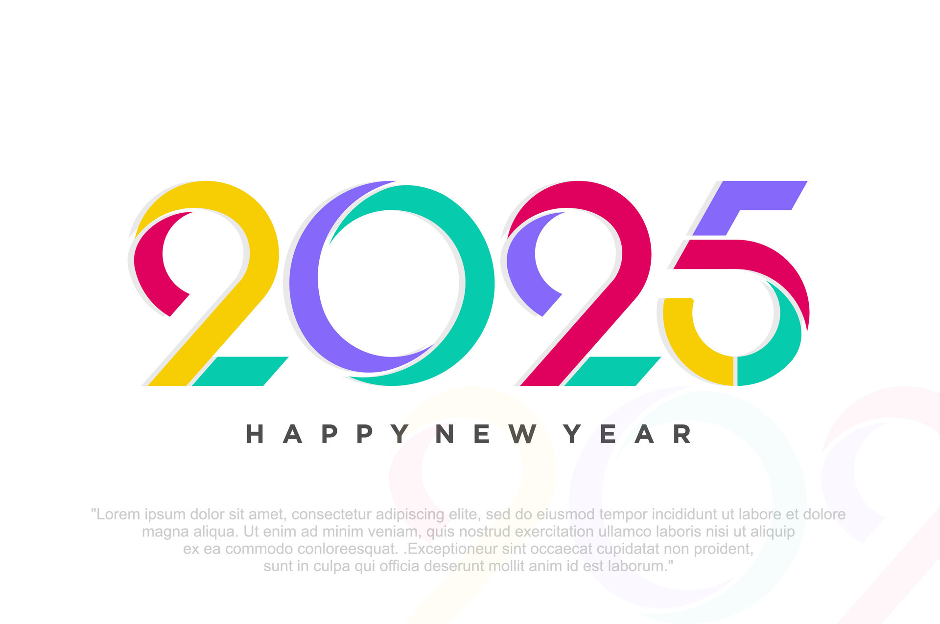 Happy new year 2025 design,2025 logo text design. new year celebration