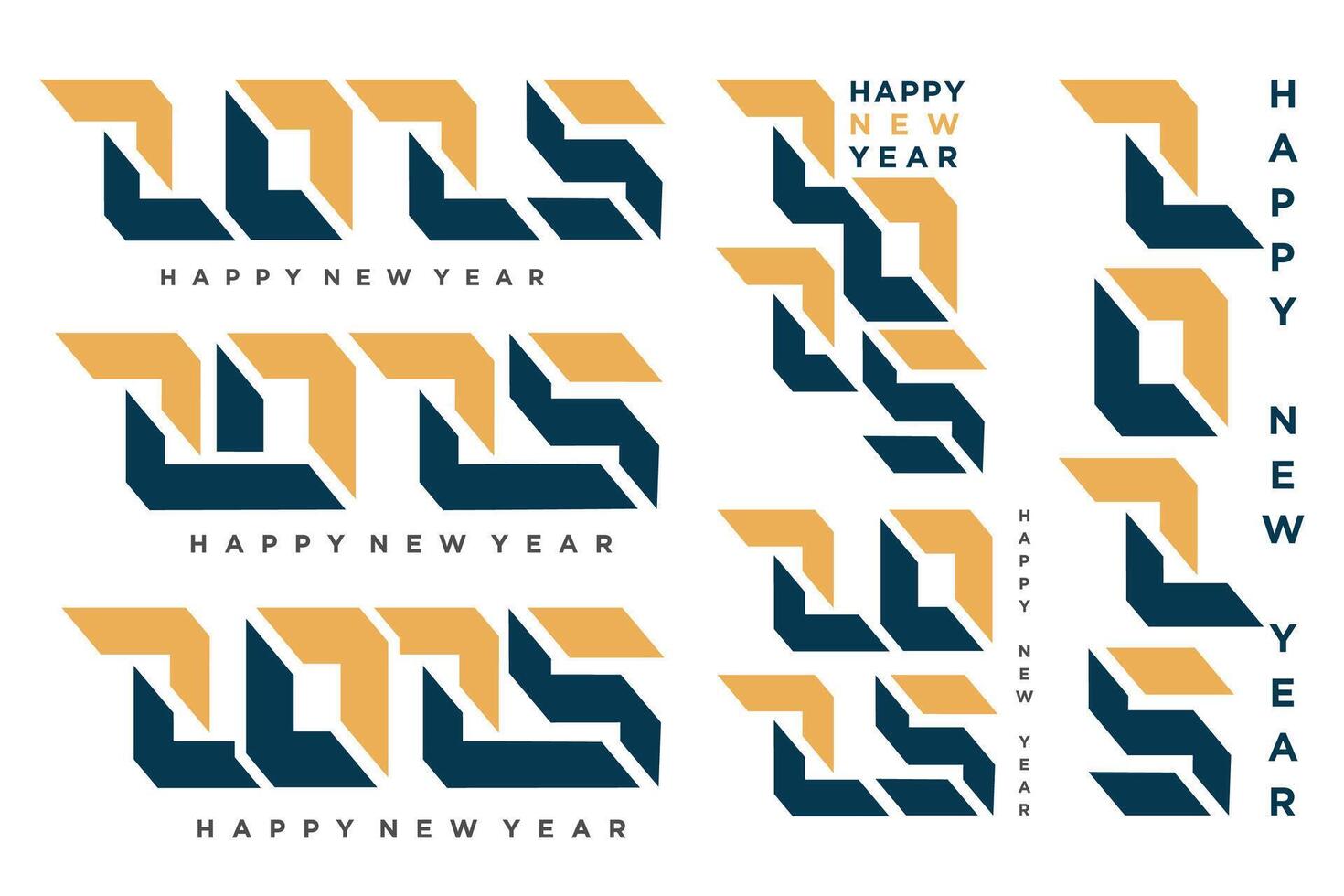 Big Set of 2025 Happy New Year logo text design. 2025 number design template. Vector illustration
