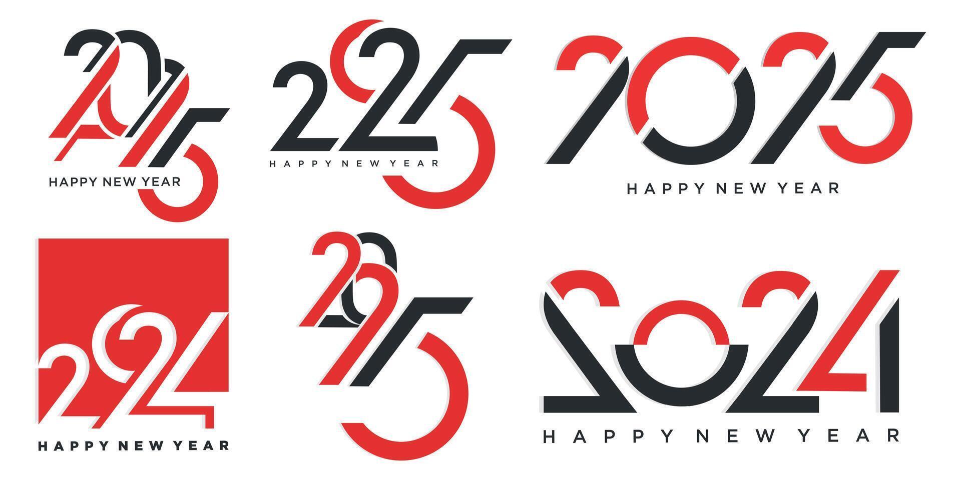 Big Set of 2024 Happy New Year logo text design. 2025 number design template. Vector illustration