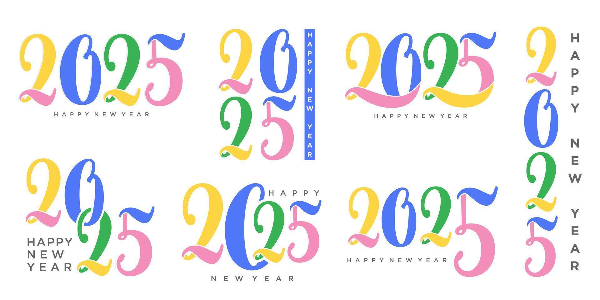 grande conjunto de 2025 contento nuevo año logo texto diseño. 2025 número diseño modelo. vector ilustración