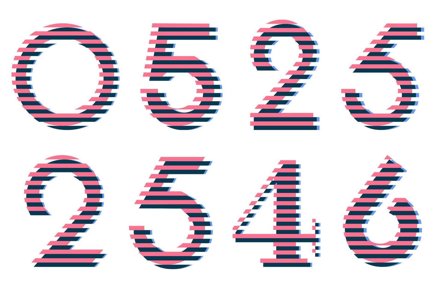 Number set font alphabet, modern dynamic flat design . Vector illustration