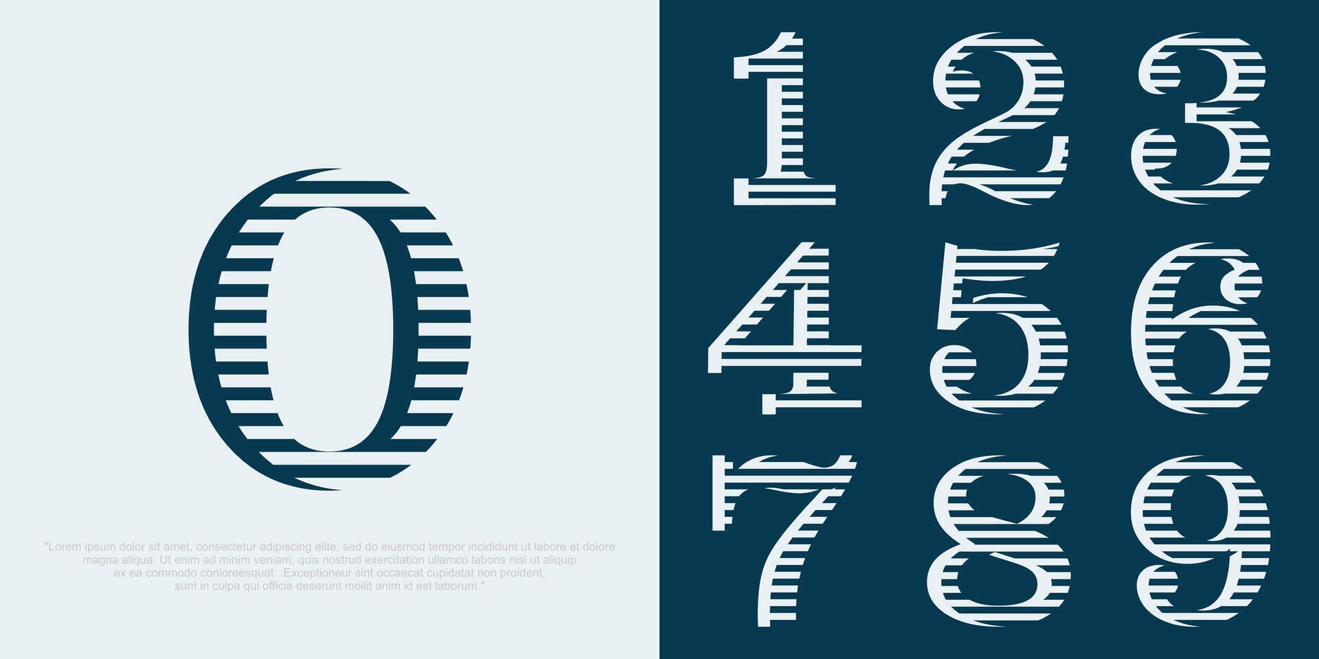 Number set font alphabet, modern dynamic flat design . Vector illustration