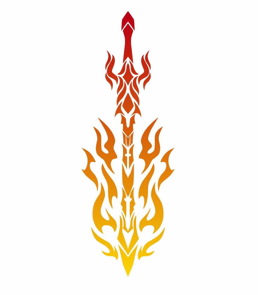 ilustración vector gráficos de tribal Arte diseño ardiente fuego espada