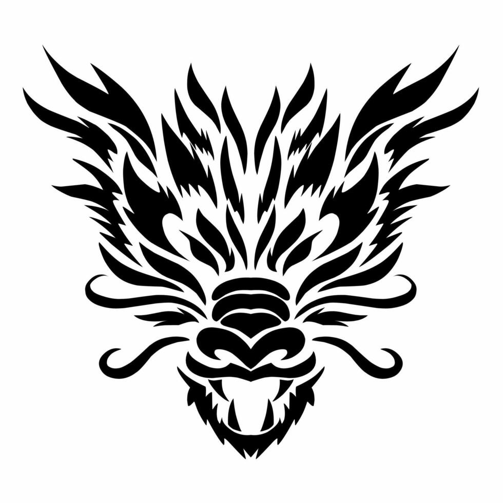 Illustration vector graphics of Abstract design of dragon face with tribal art tattoo style