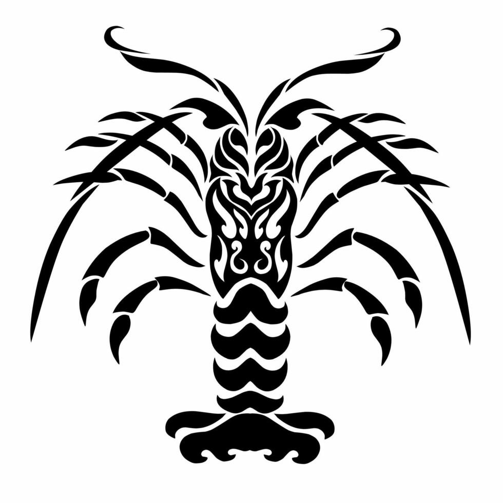 Illustration vector graphics of tribal art of black lobster shrimp on a white background