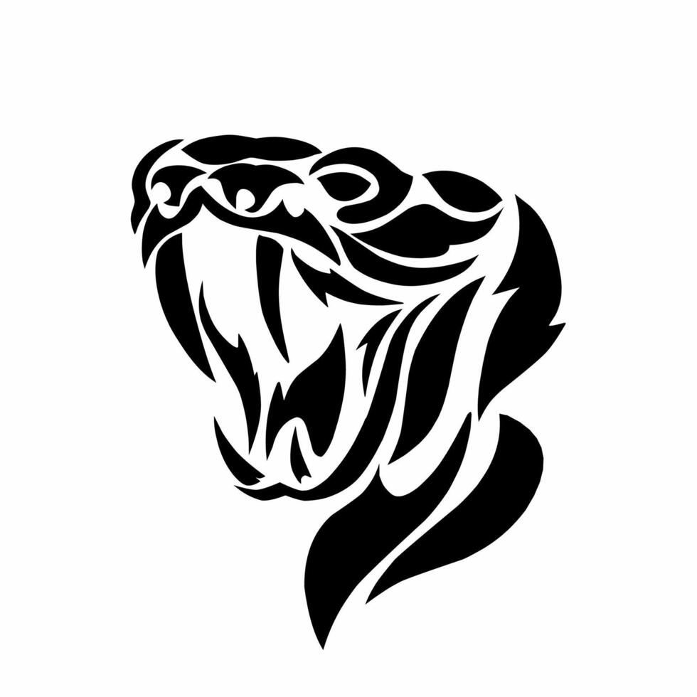 Illustration vector graphics of tribal art abstract design snake head gaping clipart