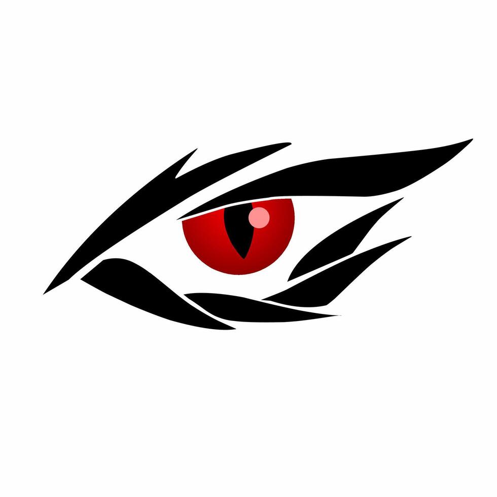 ilustración vector gráficos de tribal Arte diseño de rojo continuar ojos con un agudo mirada en un blanco antecedentes