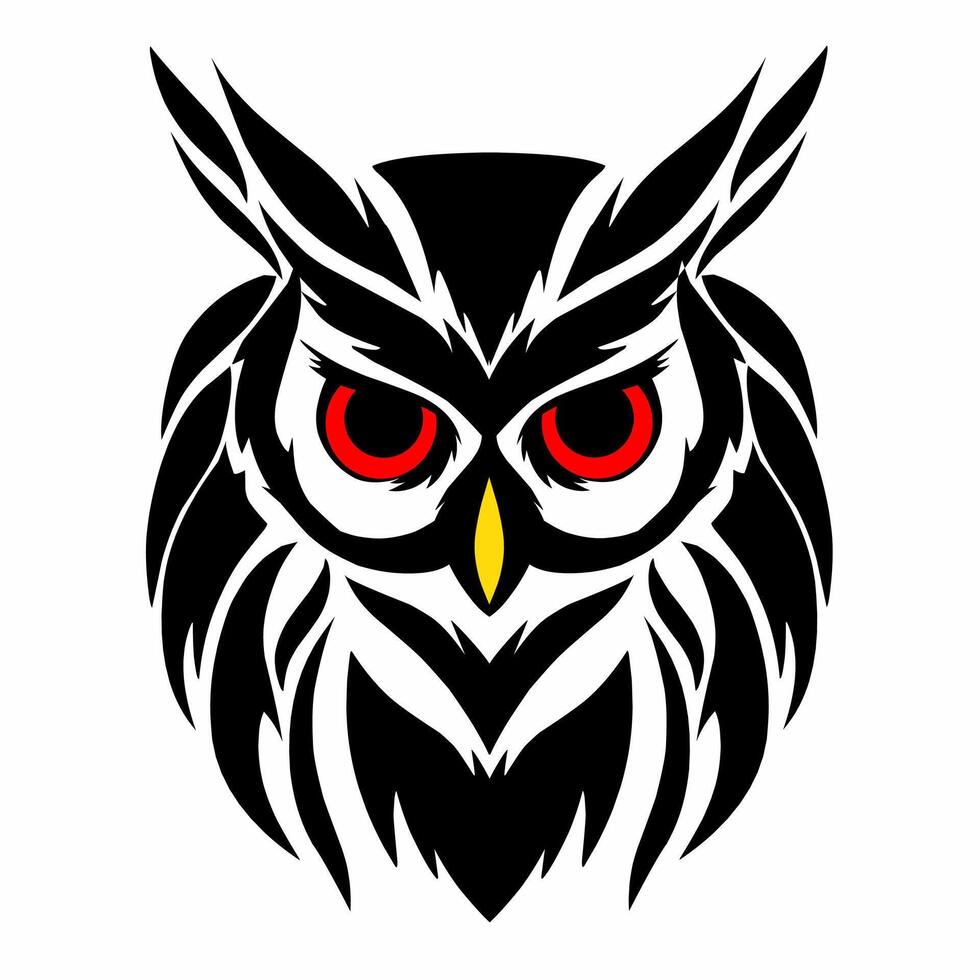 Illustration vector graphics of tribal art red eyed owl tattoo design