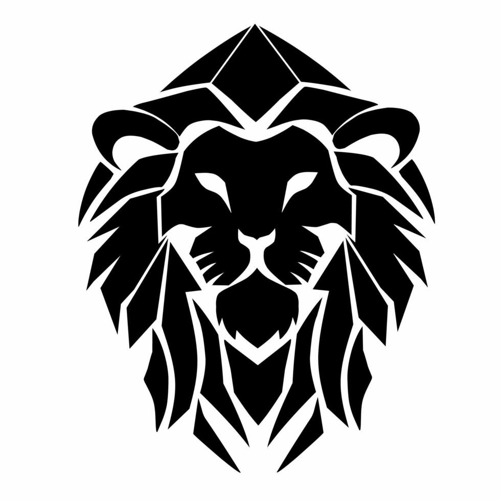 Illustration vector graphics of Simple lion head abstract design in black and white background