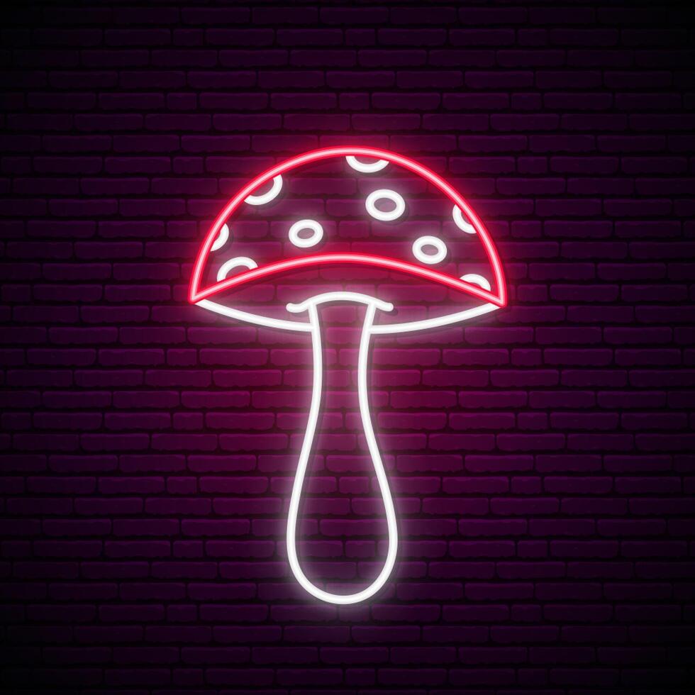 Neon mushroom fly agaric. vector