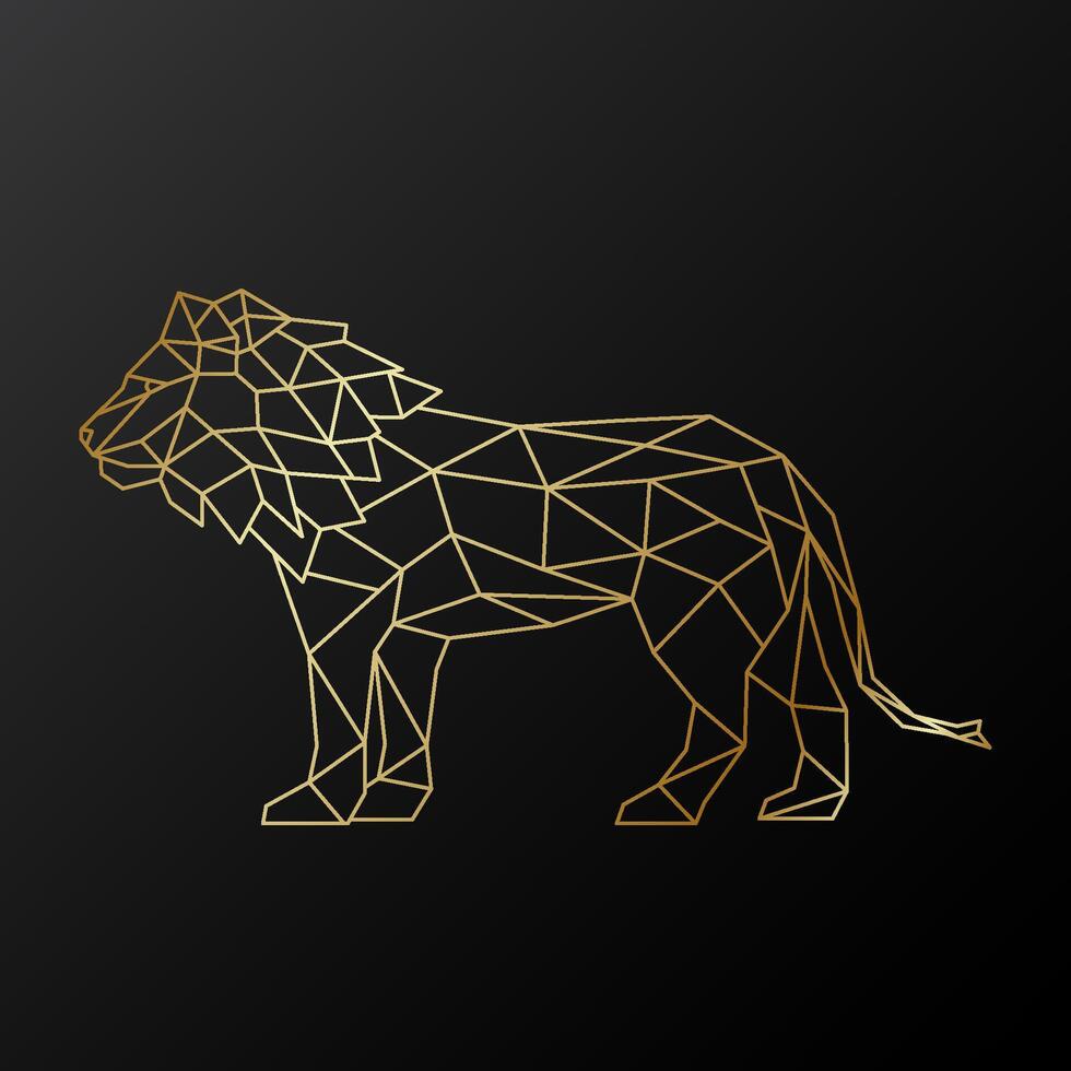 Geometric golden Lion side view. vector