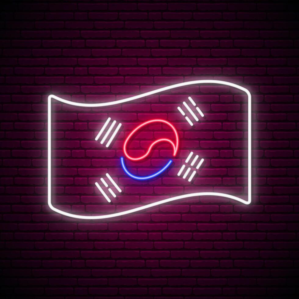 South Korea flag neon sign. vector