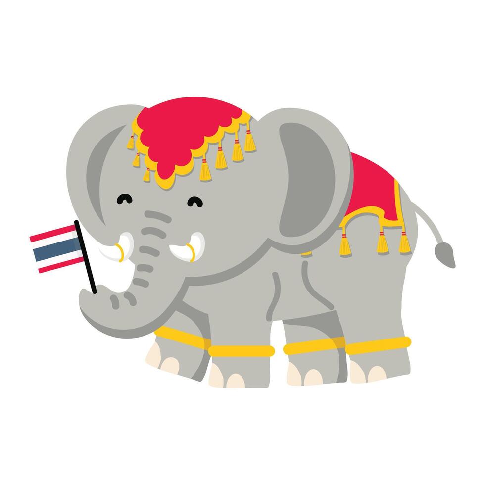 Cute thailand Elephant hold thai flag vector