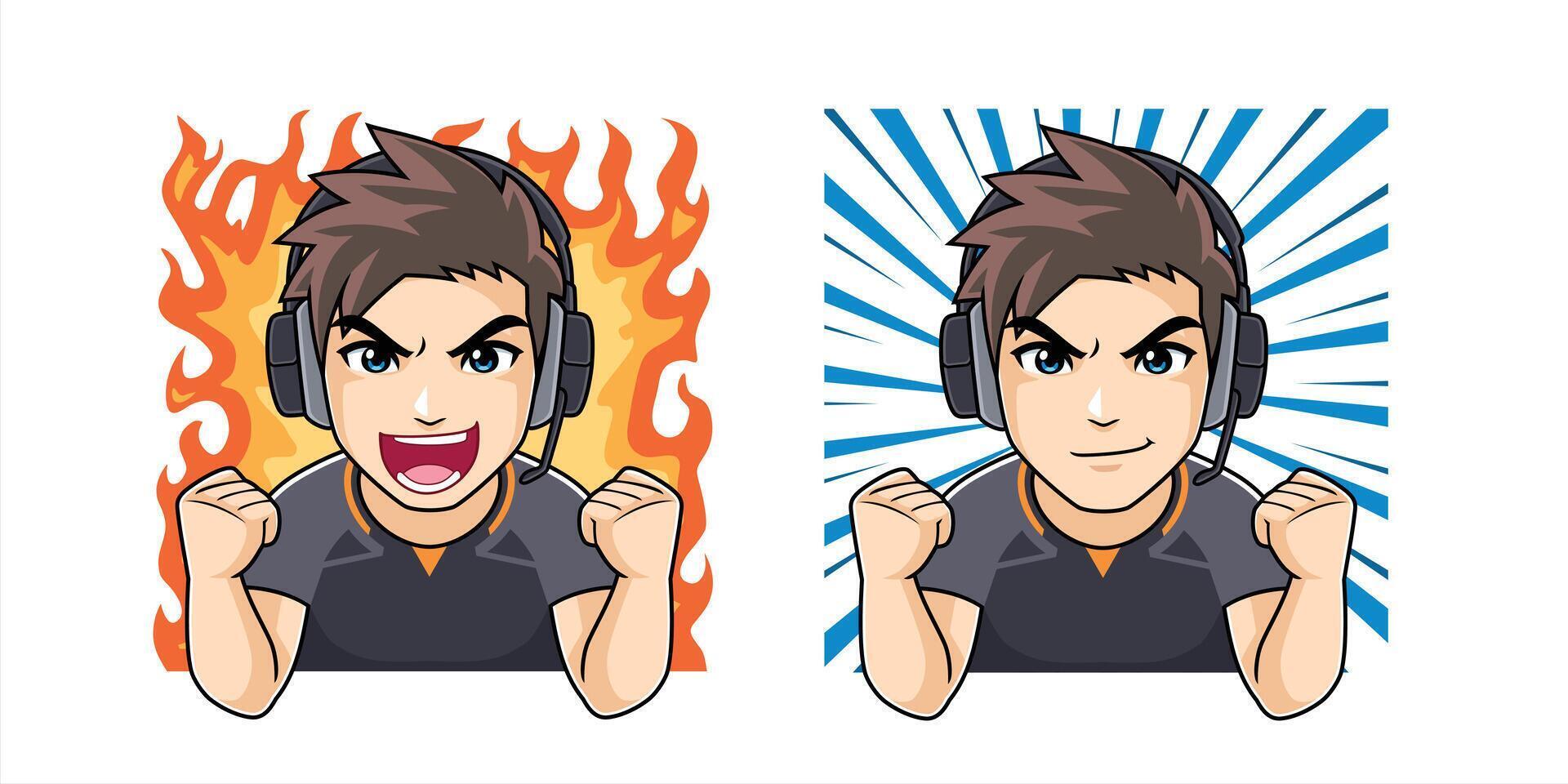 Hype gamer emotion for sticker, badges and streamer vector illustration