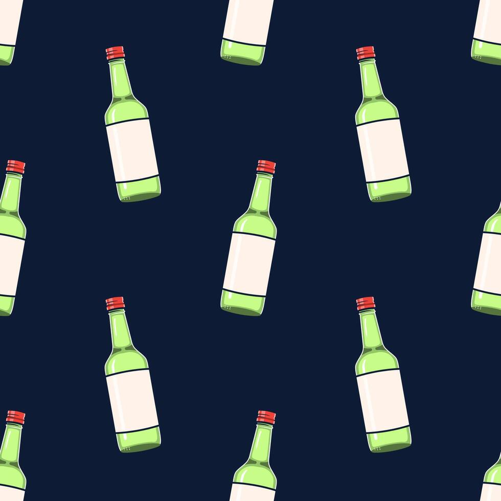 Korean soju bottle seamless pattern vector