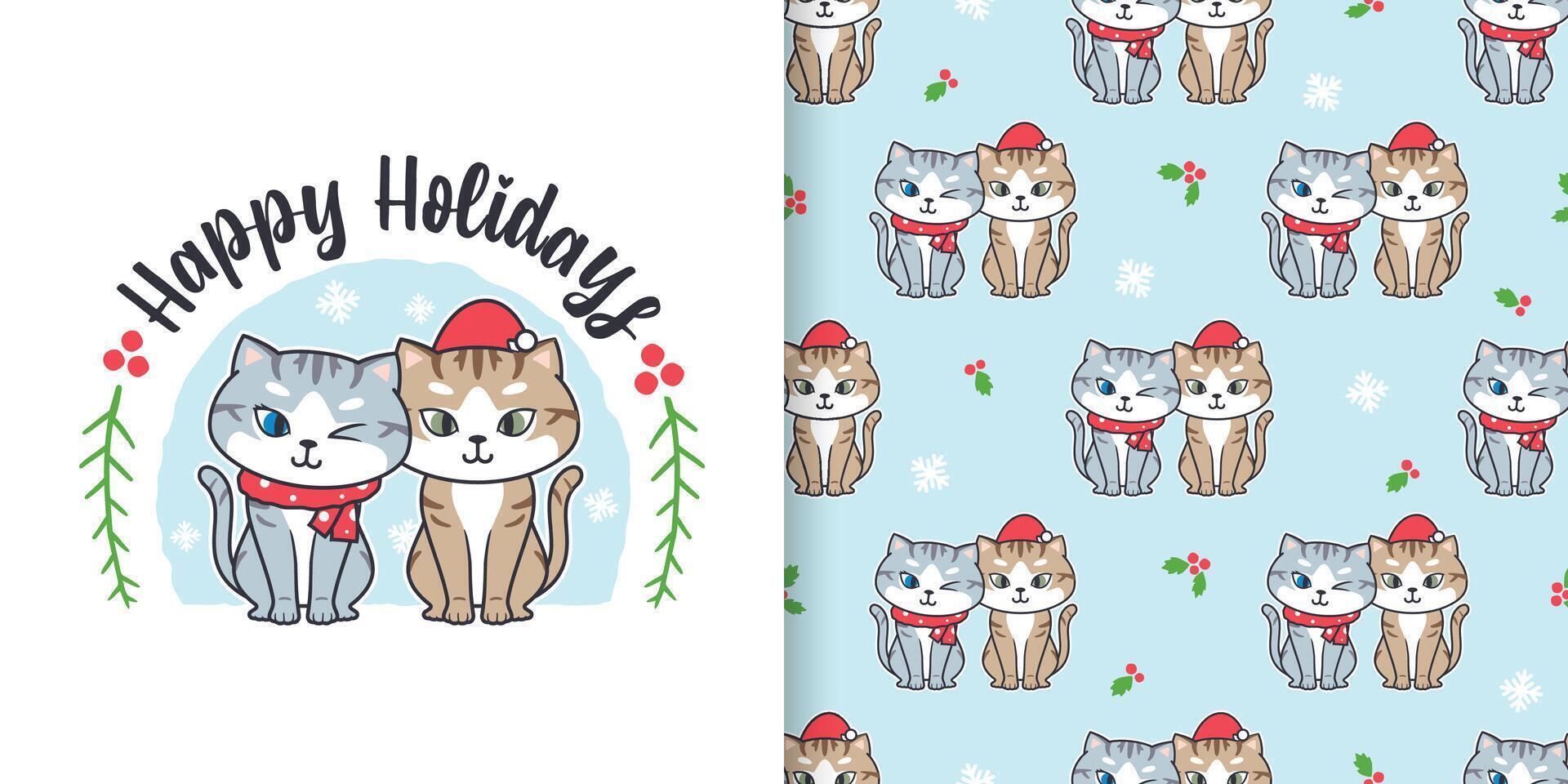 Navidad gatos camiseta modelo diseños vector