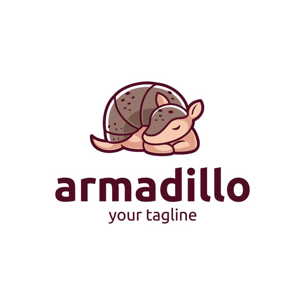 Cute armadillo sleeping logo mascot cartoon vector illustration