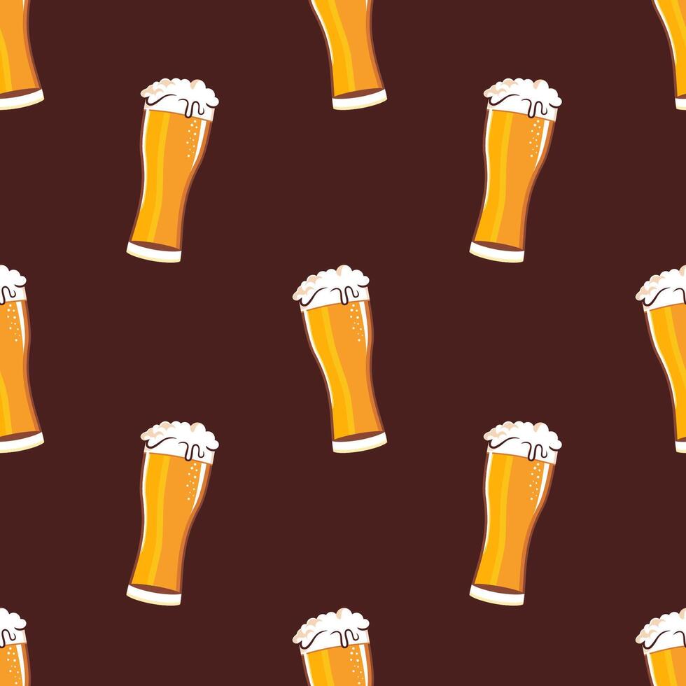 Beer and foam bar glass seamless pattern vector