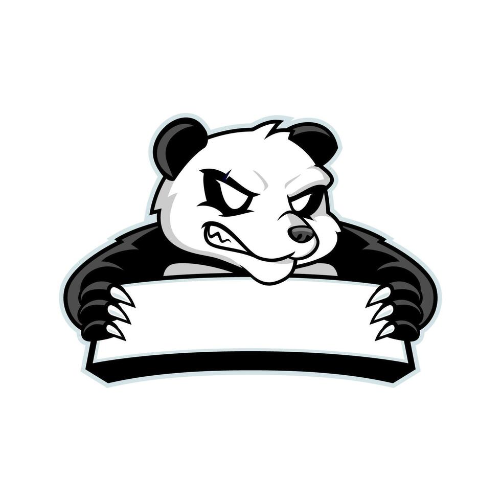 enojado panda participación blanco bandera para un deporte equipo logo modelo vector