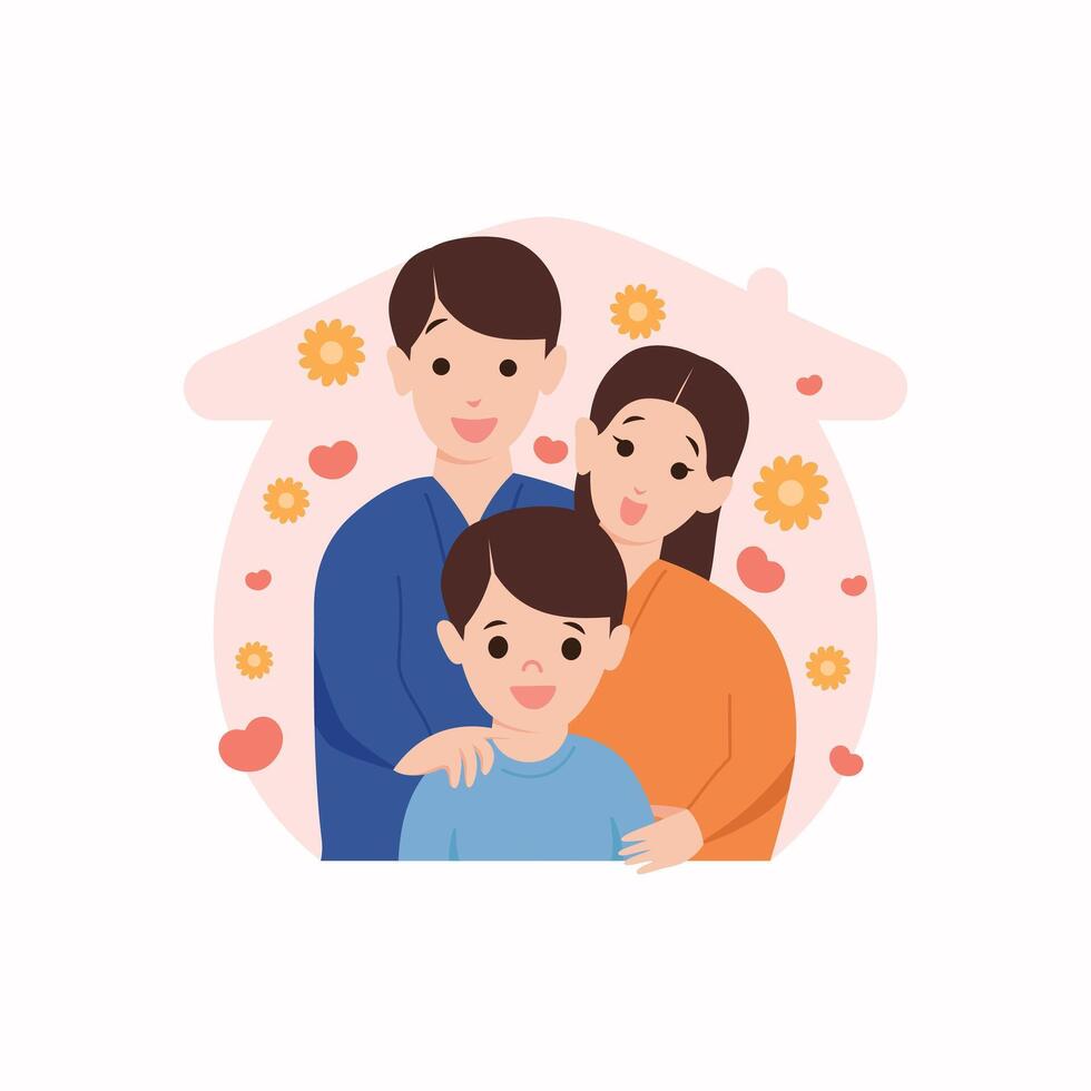 Happy Family with kids together colorful vector background