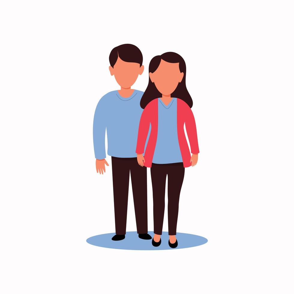 Couple avatars characters colorful vector background in flat style