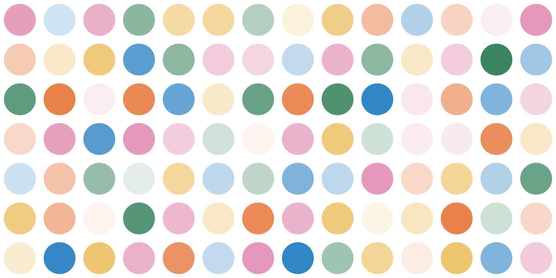 Fun abstract dotted background in rainbow colors. Faded colorful polka dots pattern. Circles confetti on beige background. Retro horizontal backdrop vector