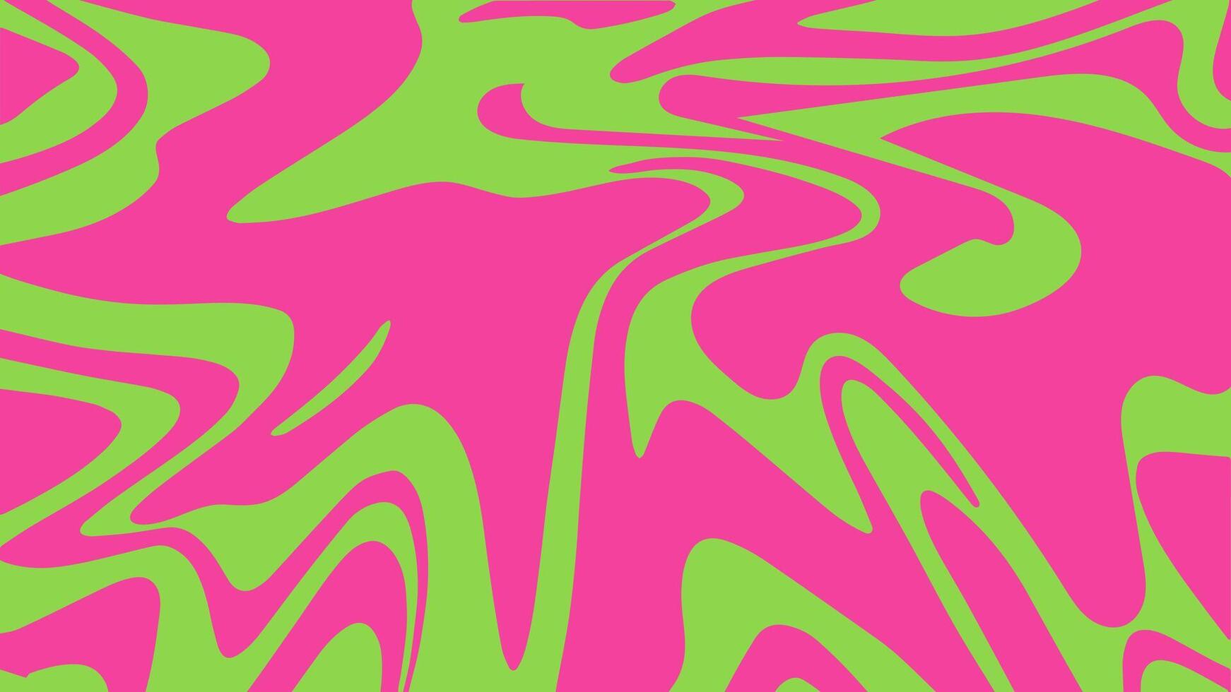Psychedelic trippy retro background in groovy y2k style. Simple abstract vector illustration. Liquid marble texture, wavy or swirly print in pink and acid green colors