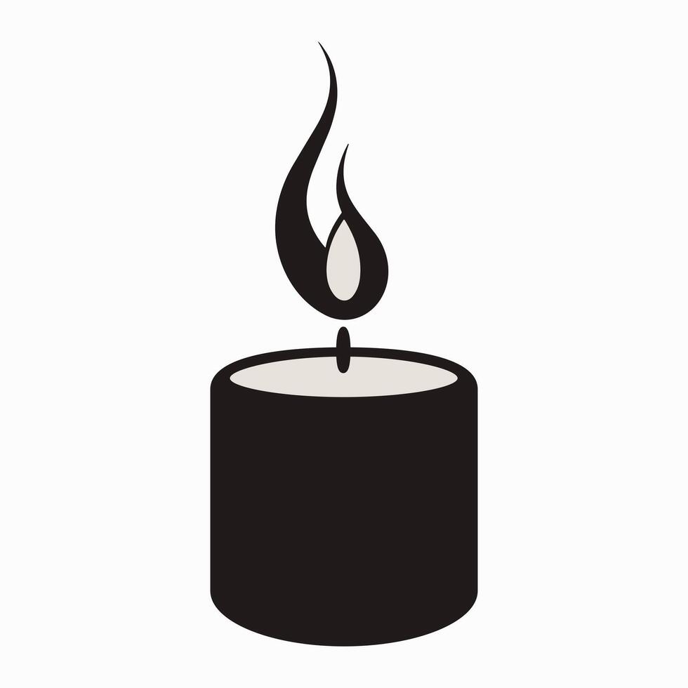 Simple burning candle in jar icon. Design logo for handmade aromatic candles. Concept of flaming candlestick, aromatherapy, meditation vector