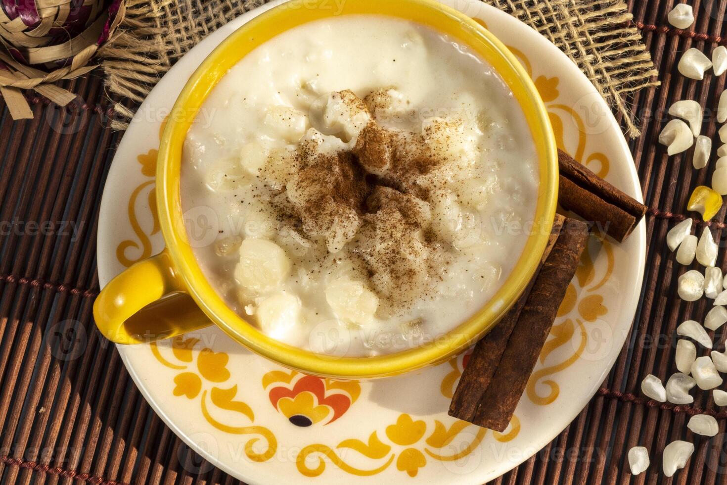 cup of canjica, typical food consumed in the Brazilian Festa Juninas photo