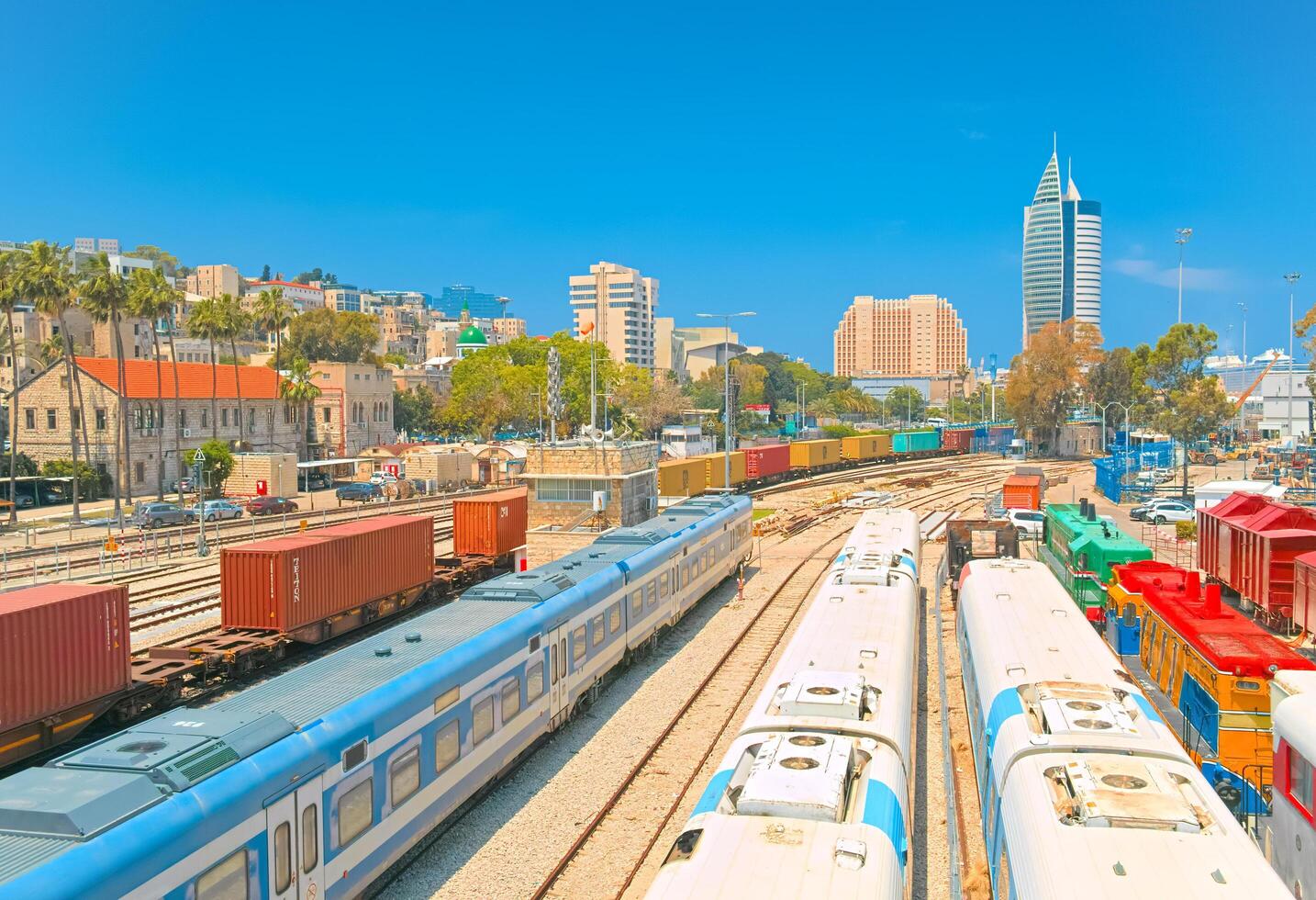 Haifa, Israel - 10 May, 2023. A view of the open air part of The Israel Railway Museum. photo