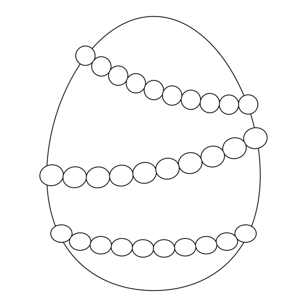 Childrens coloring books. Easter egg decorated with beads. vector