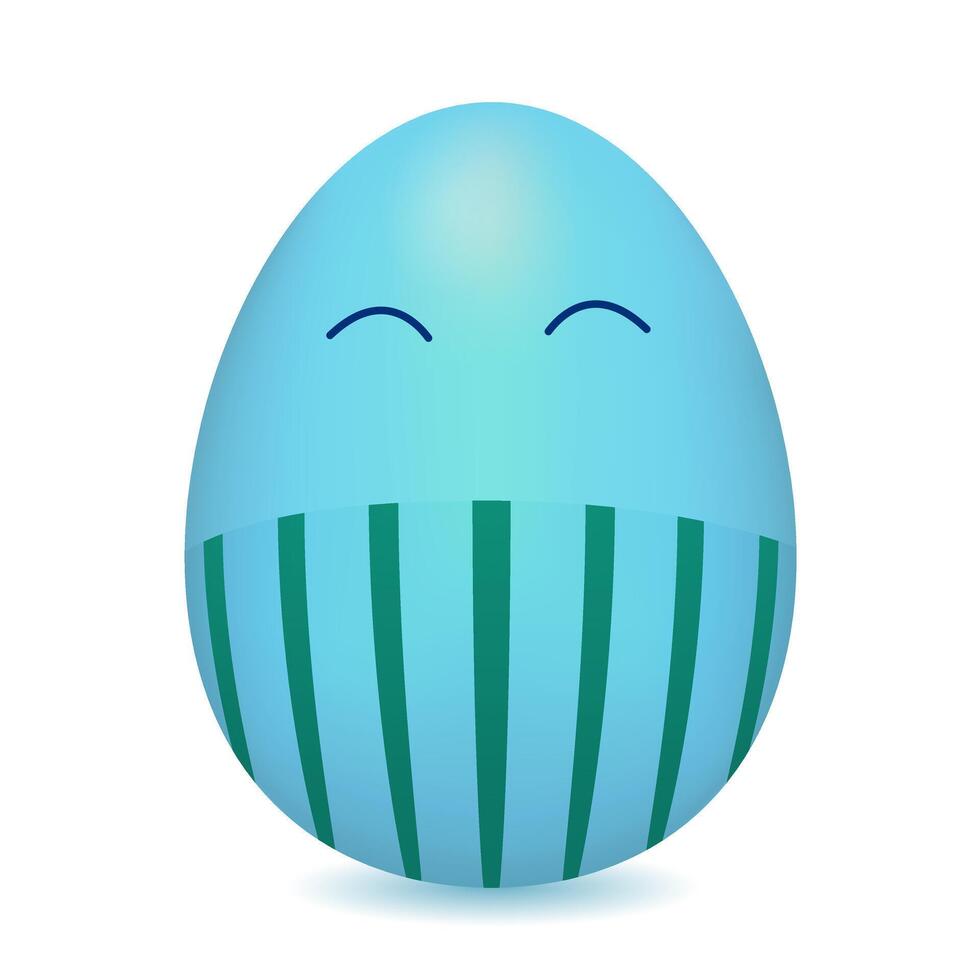 Anthropomorphic happy Easter egg-male cyan color with striped pants vector