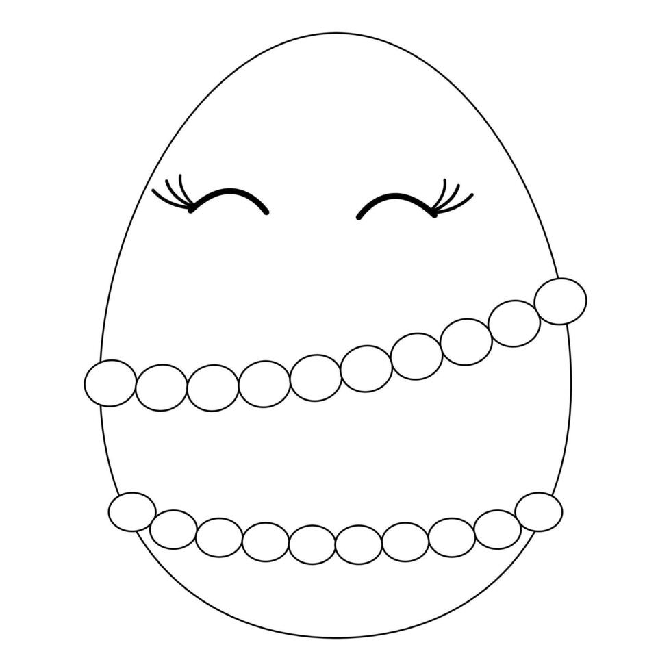 Anthropomorphic happy Easter egg-woman dressed in beads vector