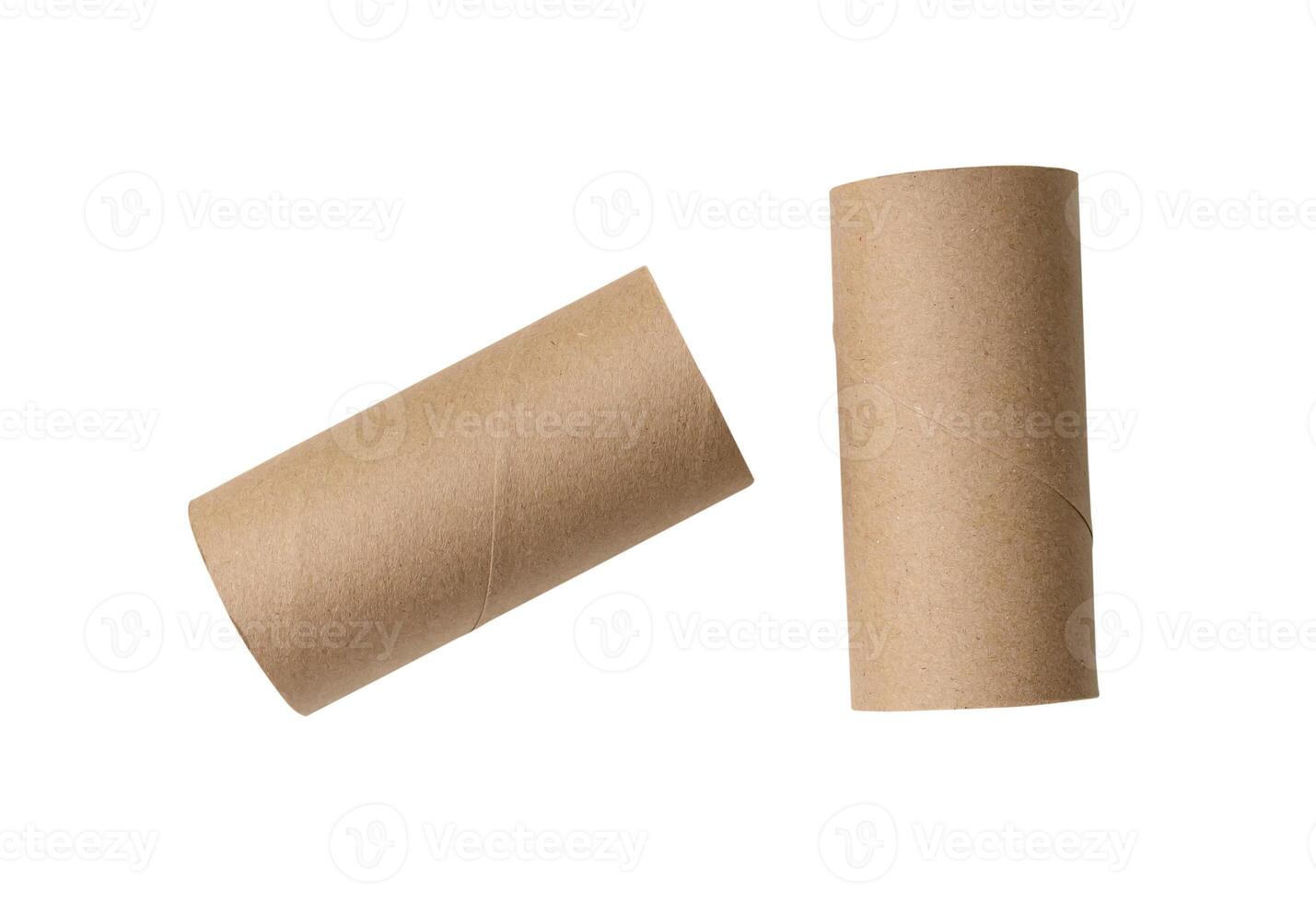 Top view set of tissue paper cores isolated on white background with clipping path photo