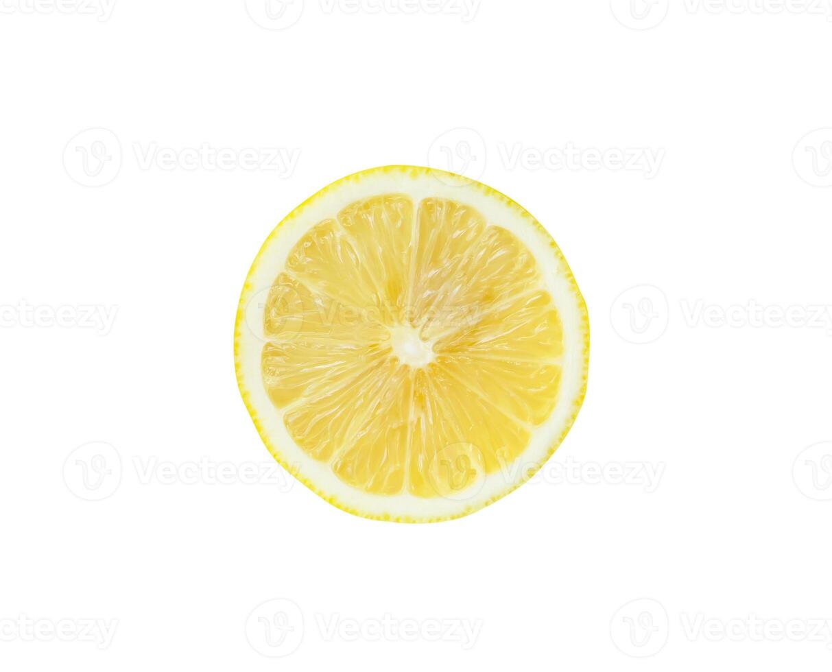 Top view of beautiful yellow lemon half isolated on white background with clipping path photo