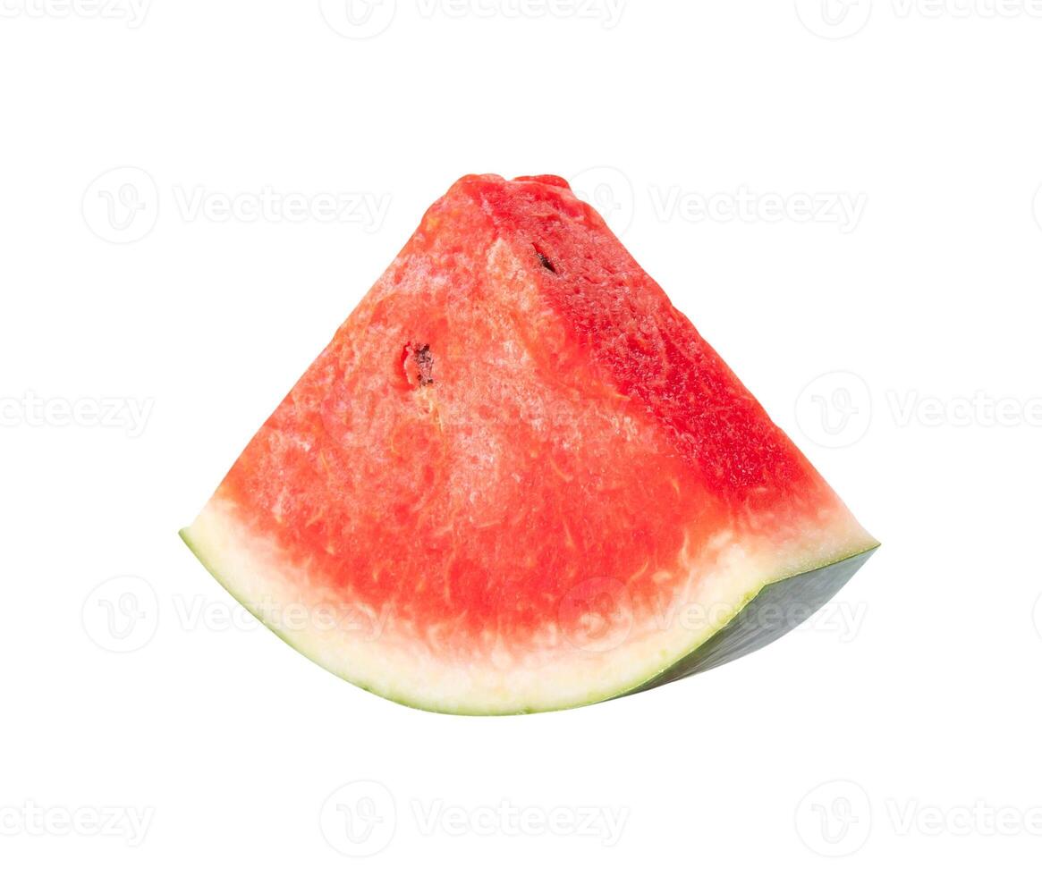 Front view or side view of red watermelon slice isolated on white background with clipping path photo