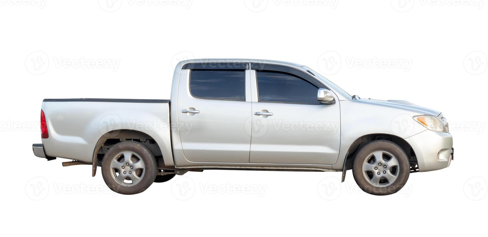 Side view of bronze pickup truck isolated on white background with clipping path photo