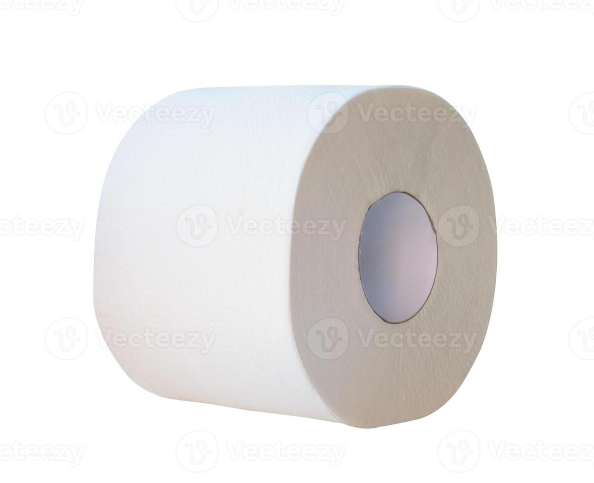 Front view or side view of tissue paper or toilet paper roll isolated on white background with clipping path photo