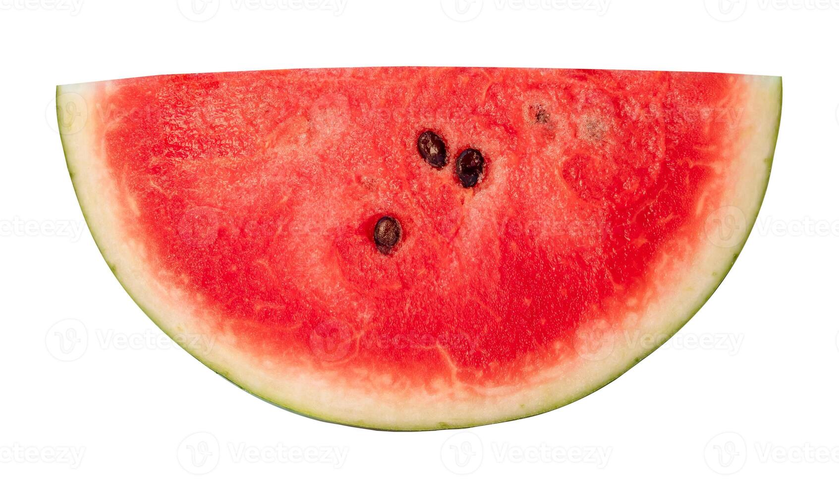 Front view of red watermelon half or slice isolated on white background with clipping path. photo