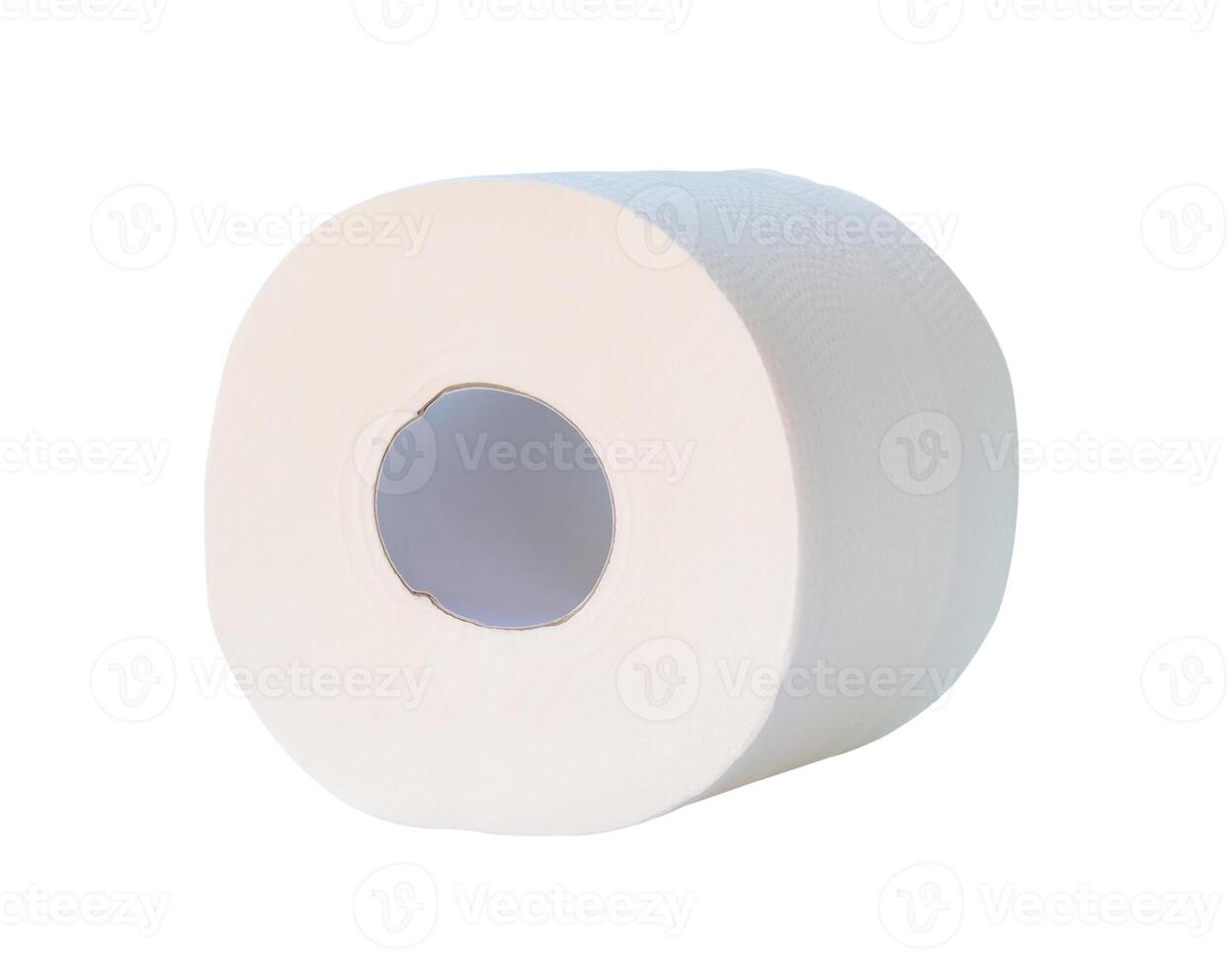 Front view or side view of tissue paper or toilet paper roll isolated on white background with clipping path photo