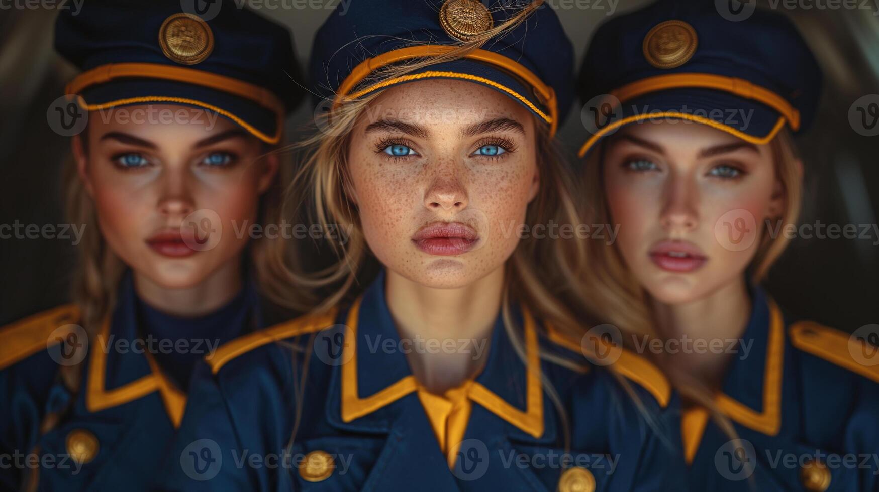 AI generated Captivating Stewardess Portraits. photo