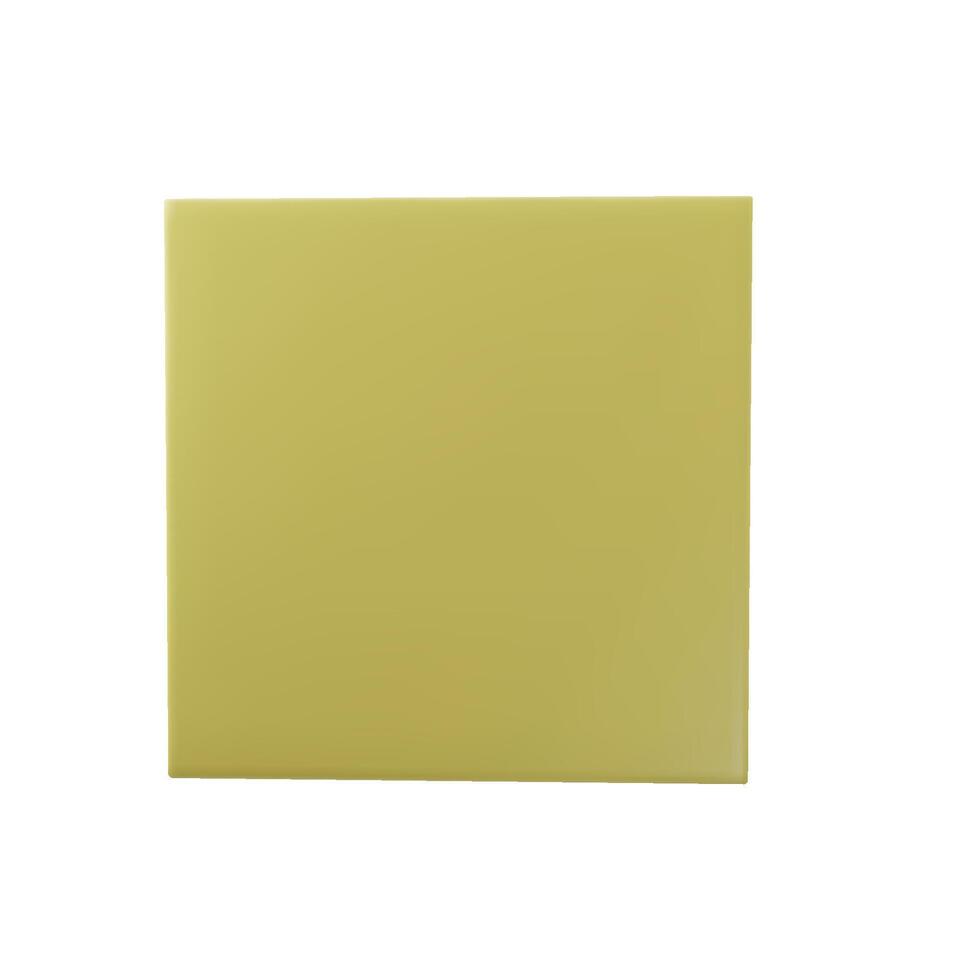 3d square sheet of yellow paper for notes icon. Blank perfect templates of a price tags. Empty mock up for memos. Vector white sheet of paper isolated on white background.
