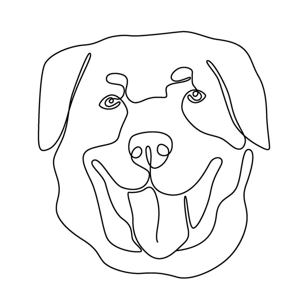 uno continuo línea dibujo Rottweiler vector imagen. soltero línea mínimo estilo perro raza retrato. linda perrito negro lineal bosquejo aislado en blanco antecedentes. gráfico dibujo.