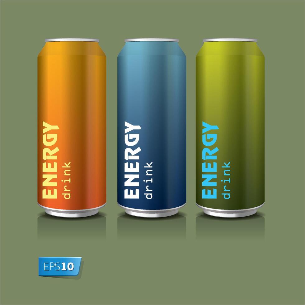 de colores aluminio soda latas conjunto íconos aislado en verde antecedentes. gaseado no alcohólico agua con diferente sabores suave bebida signo. bebidas en de colores embalaje. vector ilustración