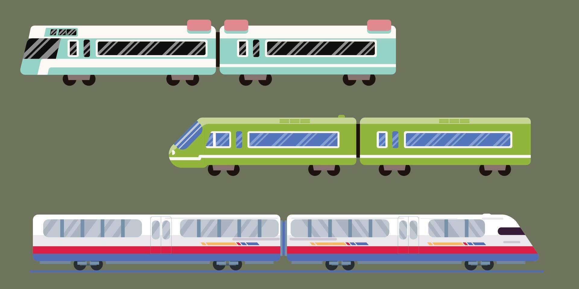 urbano tren colocar, metro vector, varios formas de ferrocarril trenes vector
