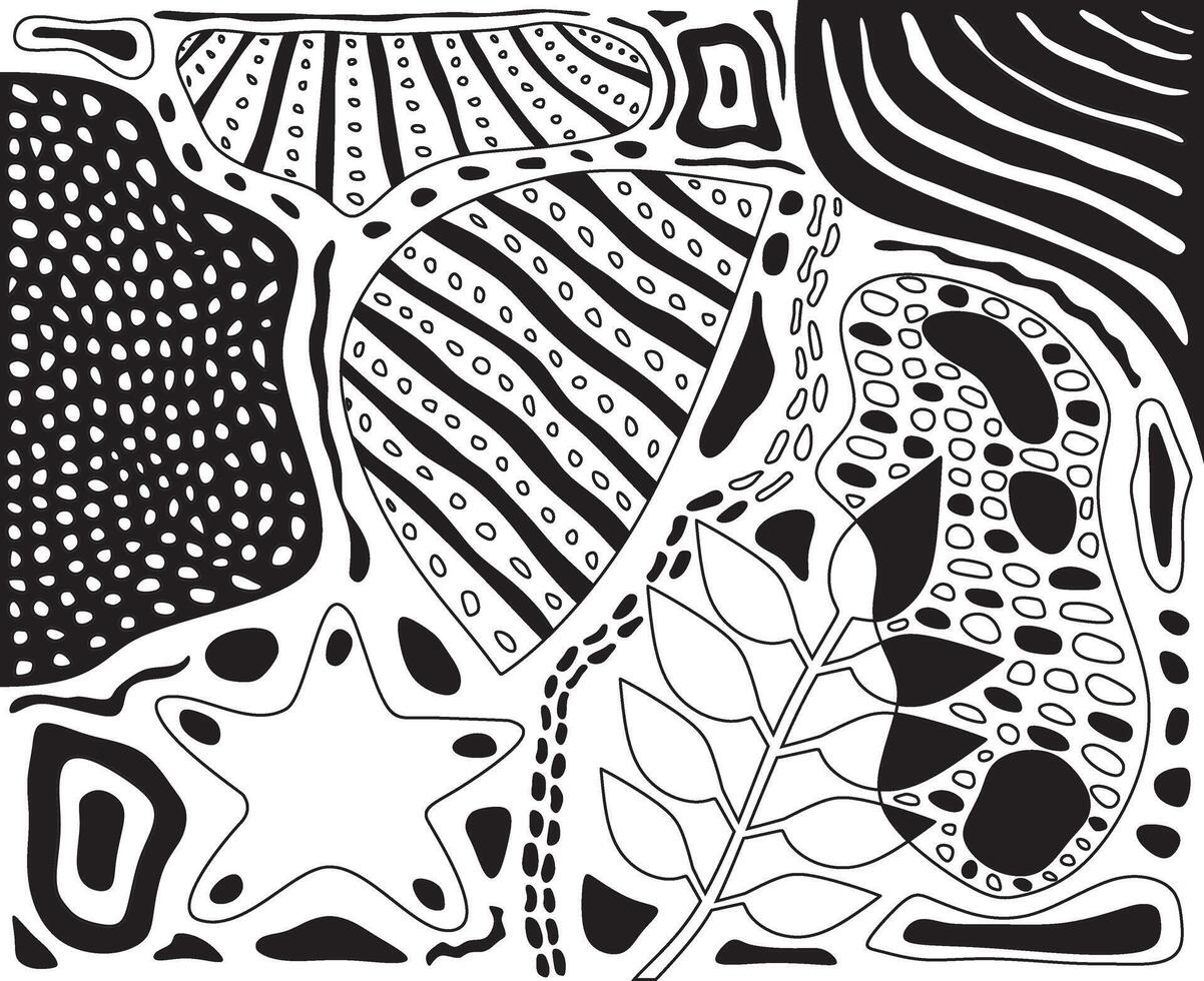 Abstract doodle pattern. Black and white vector